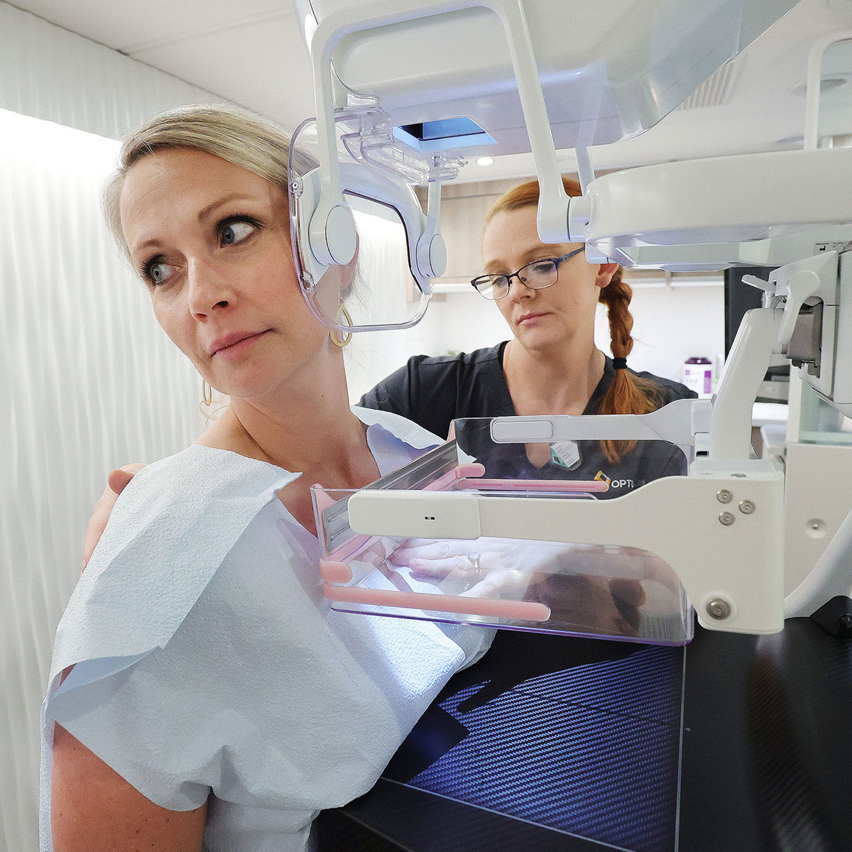 CCD Mammography student performing mammogram
