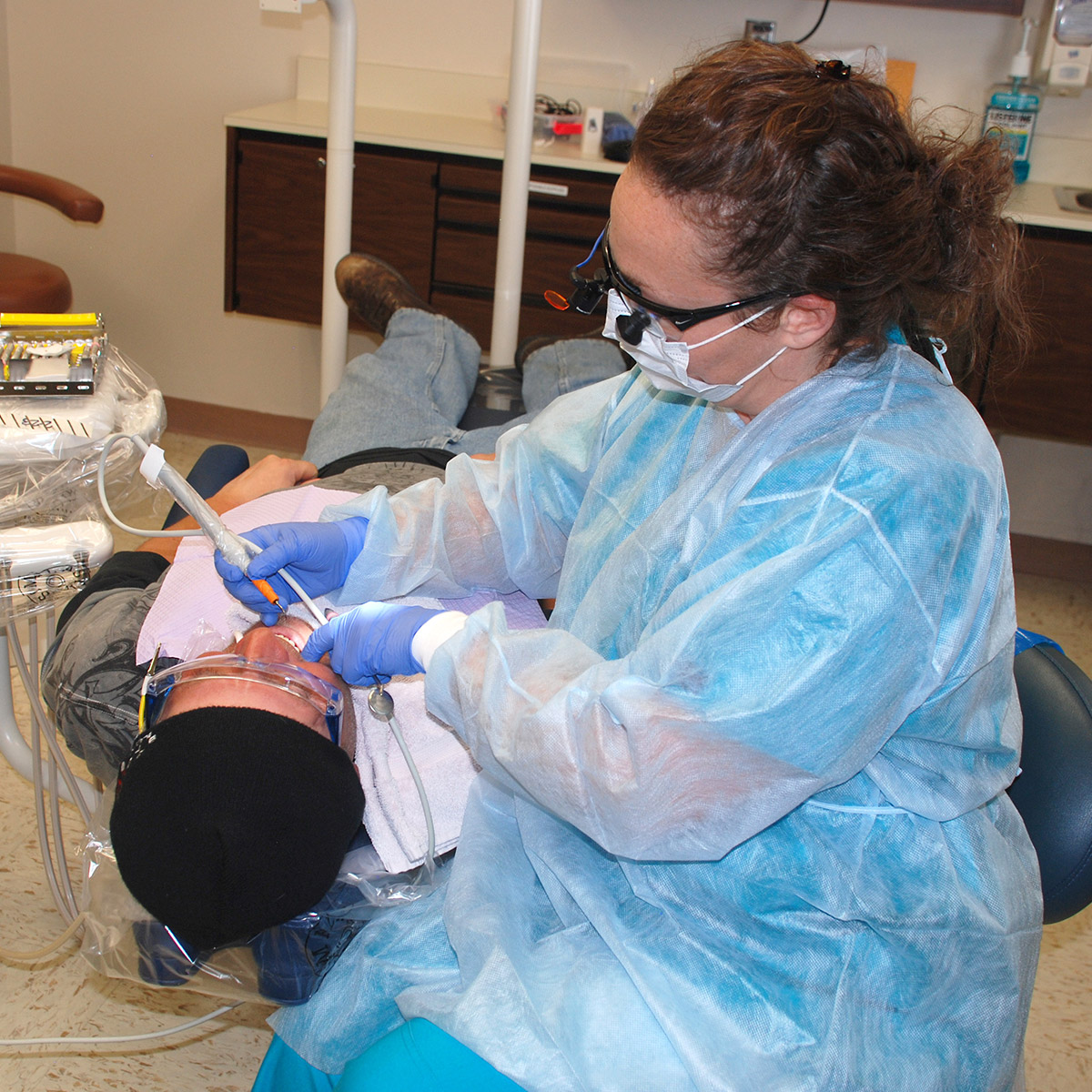 CCD Dental Hygiene student with a patient