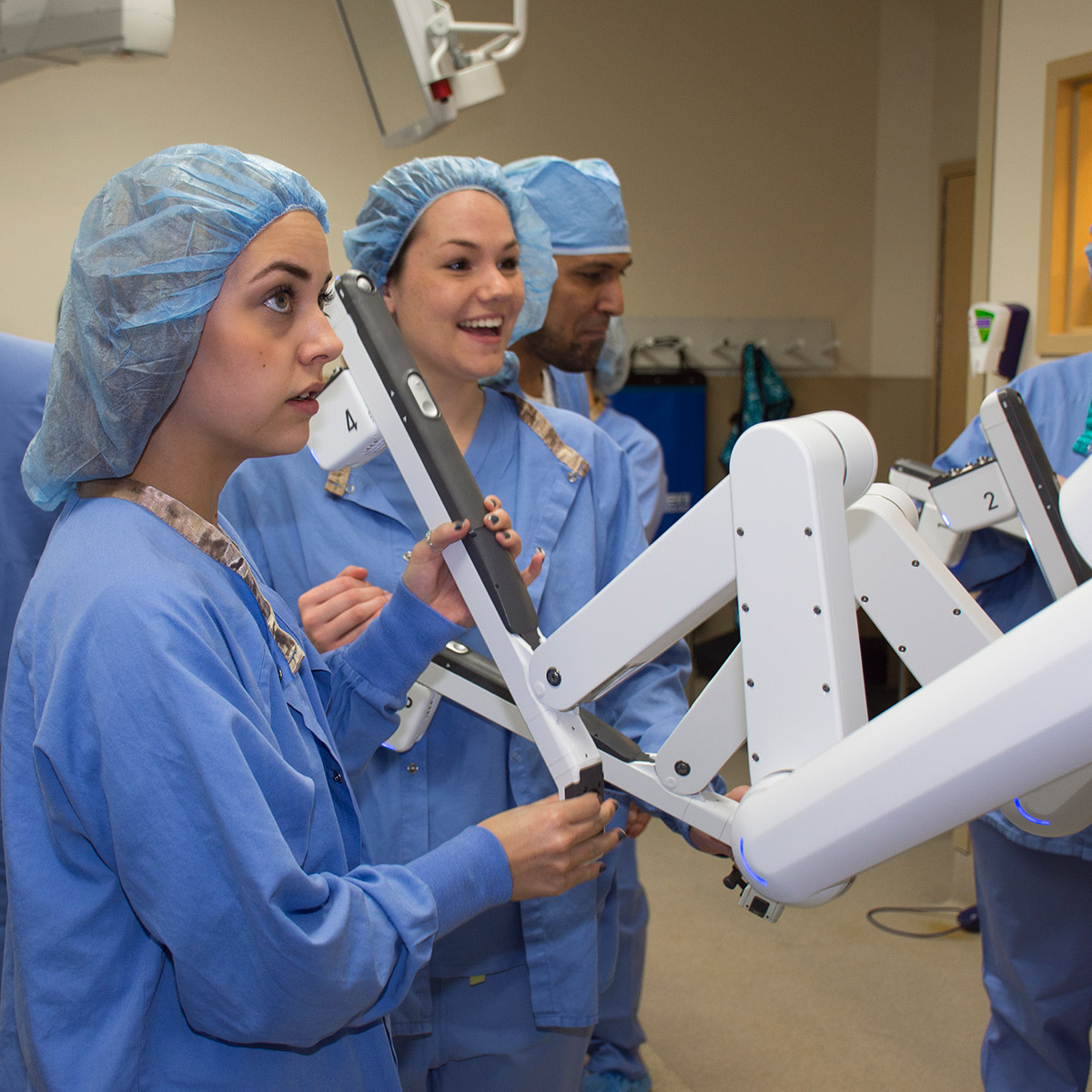 CCD Surgical Technology students working with medical equipment