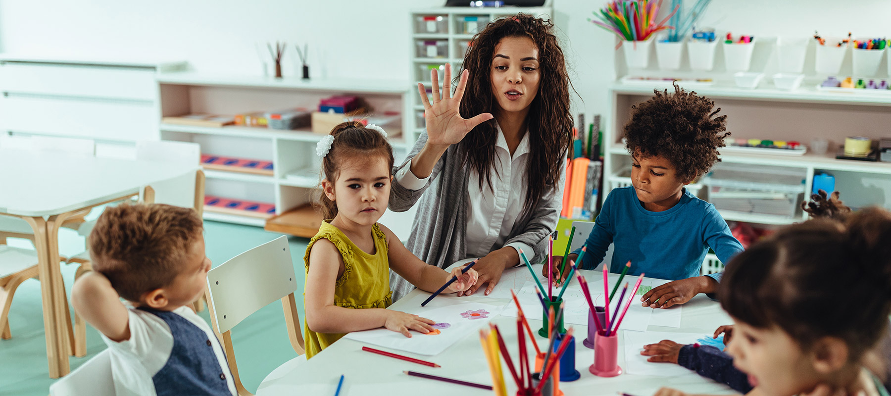 CCD Art Education student teaching a children's art class