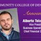COMMUNITY COLLEGE OF DENVER Announces Alberto Teixeira Vice President of Business Operations & Chief Financial Officer. Photo of man with short brown hair, facial hair, and a collared shirt.