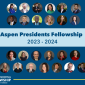 Photos of people in circles. Aspen Presidents Fellowship 2023-2024