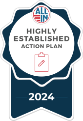 badge for having a 2024 highly established action plan for voting