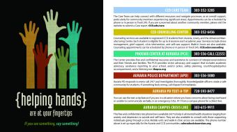helping hands graphic art with helpful phone numbers